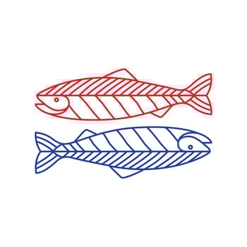 salmon fish line simple logo design vector