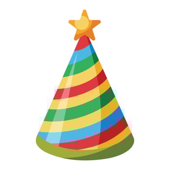 Colorful Birthday Party Hat Isolated on White Background vector