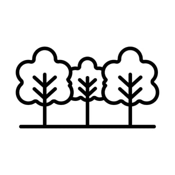 A line drawing of three trees vector