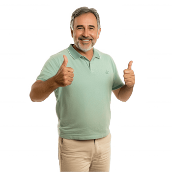A middle aged father in a polo shirt and khaki pants png
