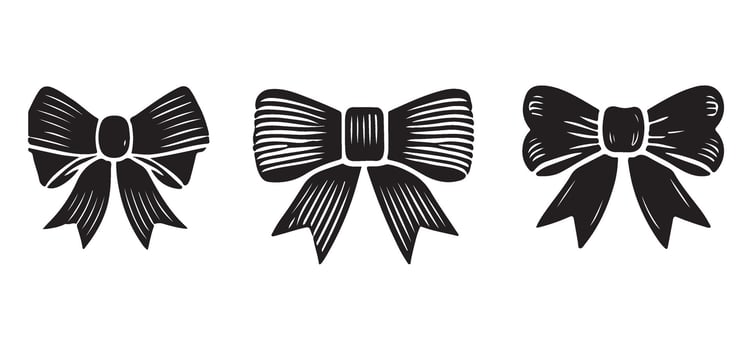 Elegant Gift Bow Silhouette Set vector