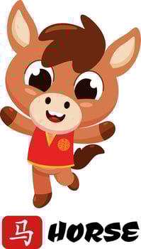 Cute Chinese Zodiac Horse Jumping with Joy vector
