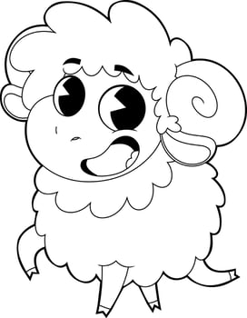 Cute cartoon sheep coloring page with big eyes for kids and adults vector