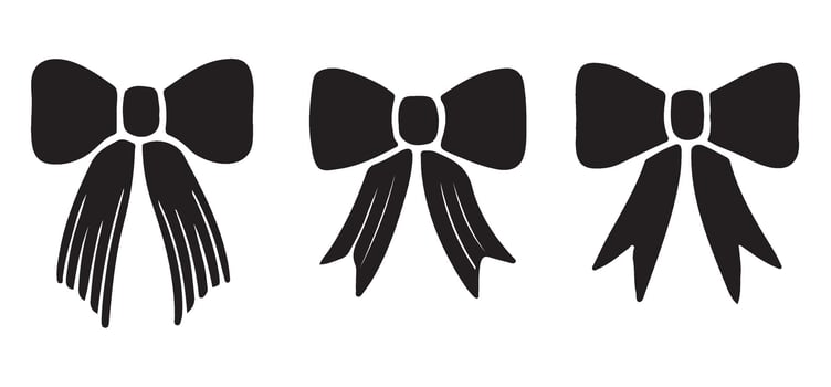 Set of Elegant Bow Silhouettes Illustrations vector