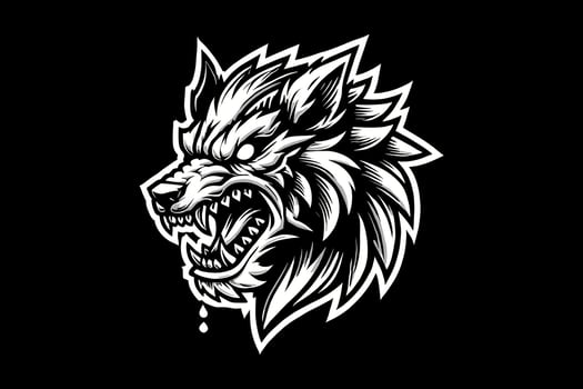 A wolf head on a black background vector