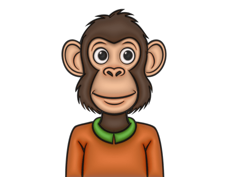 A cartoon monkey with an orange shirt and green tie png