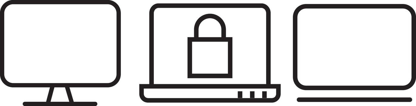 Laptop, Computer. Device icon set, Flat and line icon vector