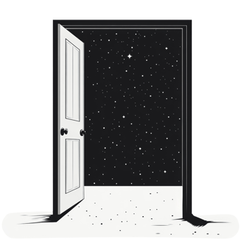 Open Doorway Reveals Starry Night Sky png