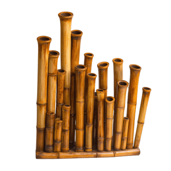 Ornate Bamboo Vase Arrangement Displaying Natural Beauty png