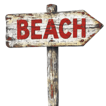 Weathered Wooden Beach Sign Points the Way png