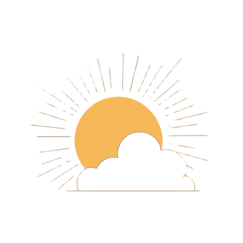 Simple Sun Setting Behind a Cloud Design png