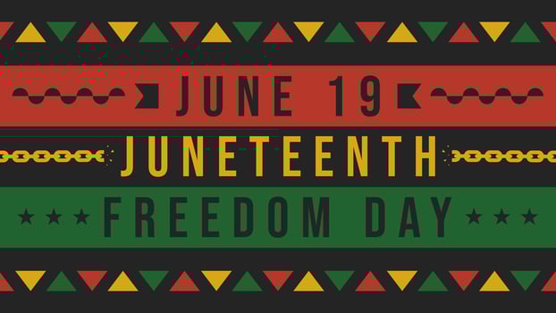 African American Juneteenth Freedom Day greeting on black background vector