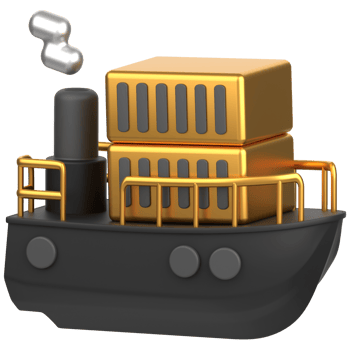 3d icon of a ship carrying transit trailers png