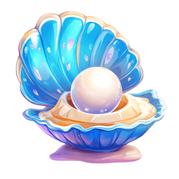 A lustrous pearl rests inside a vibrant blue seashell png