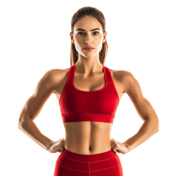 Athletic Woman Posing In Red Sportswear png