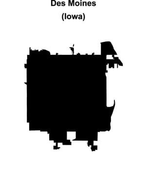 Des Moines, Iowa blank outline map vector
