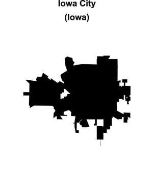 Iowa City, Iowa blank outline map vector
