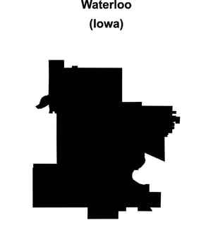 Waterloo, Iowa blank outline map vector