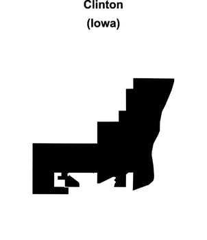 Clinton, Iowa blank outline map vector