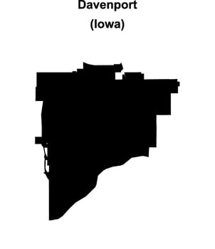 Davenport, Iowa blank outline map vector