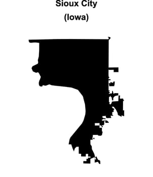 Sioux City, Iowa blank outline map vector