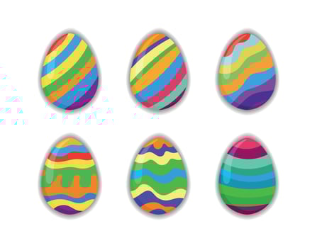 Colorful Striped Easter Egg Set vector