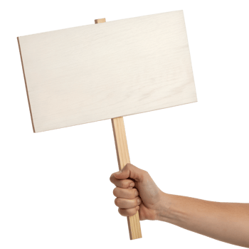 Hand Holding Blank Wooden Sign png