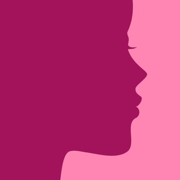 Happy International Womens Day 8th March. Woman face abstract silhouette vector