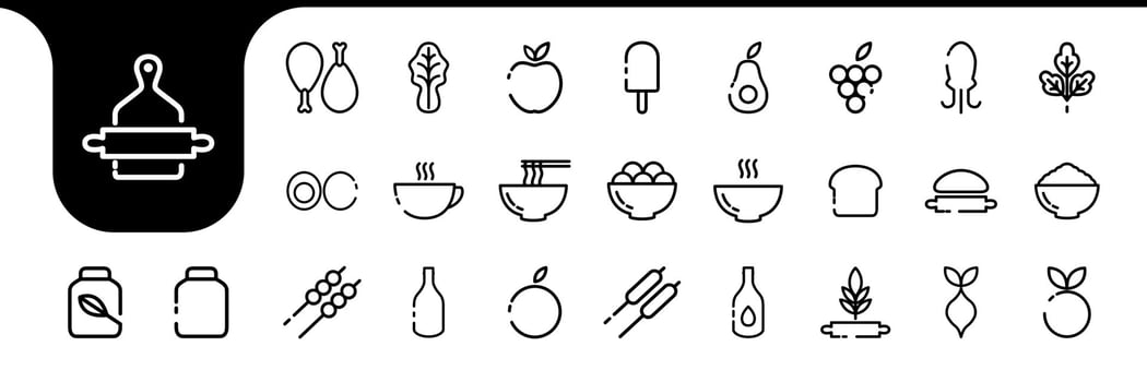 kitchen food icon line set collection design vector