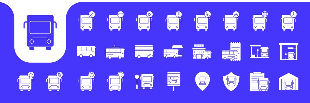 bus transportation flat modern icon set collection design vector