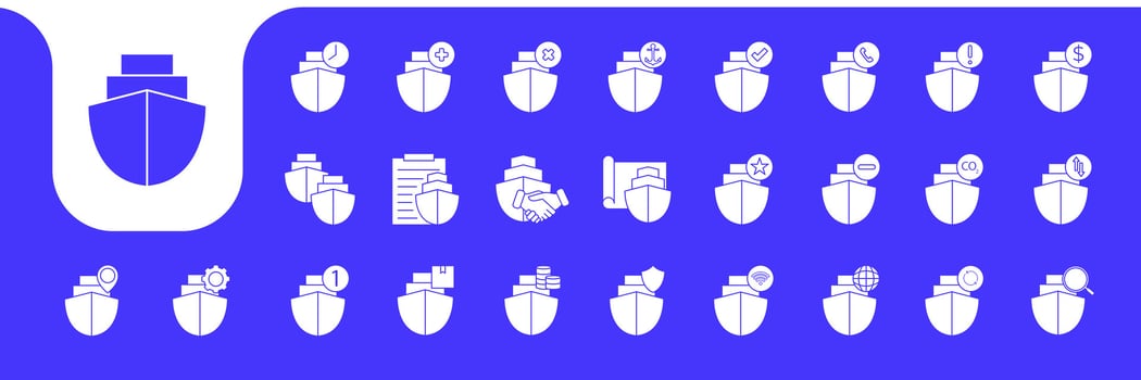 ship ocean flat modern icon set collection design vector