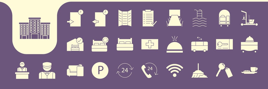 hotel furniture icon designs vector