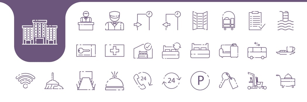 hotel furniture minimalist lines icon designs vector