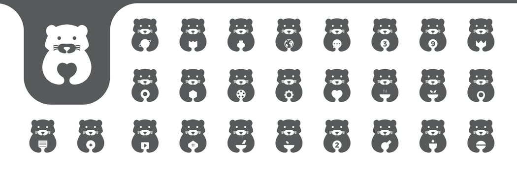 beaver animal cute icon designs vector