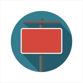 a red sign on a pole with a white background vector