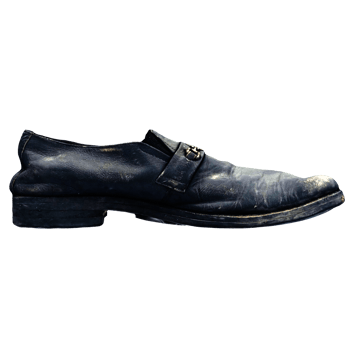 Worn out leather loafer with transparent background png
