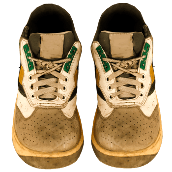 3d render dirty sneaker with transparent background png