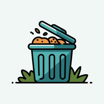 a trash can with food in it vector