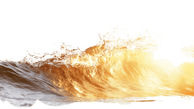 Golden Ocean Wave Crashing Majestically png
