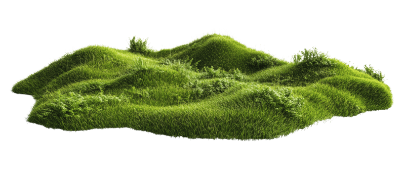Lush Green Hilly Grassland Isolated on Black Background png