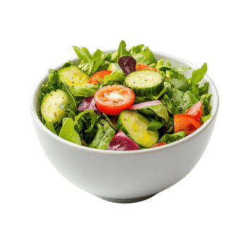 A fresh and colorful salad bowl with a variety of vegetables and greens. png
