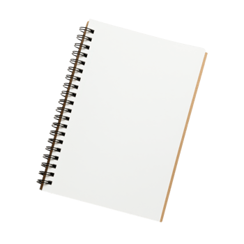 A blank spiral notebook, perfect for creative ideas and brainstorming sessions. png
