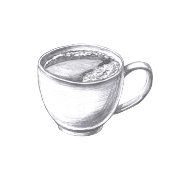 Cup of aromatic coffee in pencil. Isolated illustration of americano in realistic style for restaurant menu design, interior decoration of drinking establishments. png