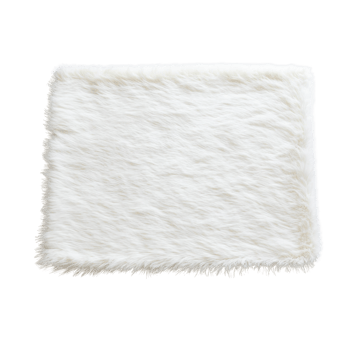 A cozy white faux fur blanket ideal for home decor and comfort. png