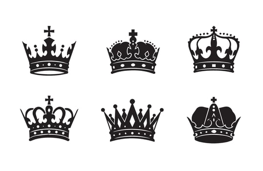 Royal Crown Bundle with Elegant Silhouette Icons vector