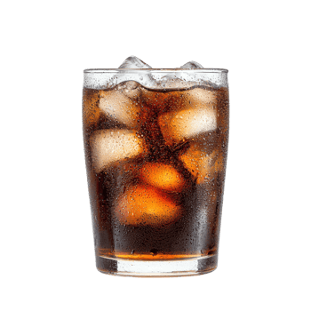 A refreshing glass of cola with ice, perfect for cooling down on a hot day. png