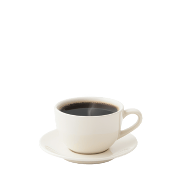 A simple white cup filled with hot black coffee on a saucer, inviting warmth and comfort. png