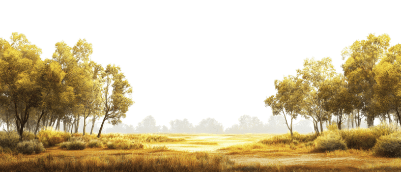 Golden Trees Line a Serene Autumnal Meadow Path png