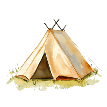 Watercolor Painting of a Tan Teepee Tent png