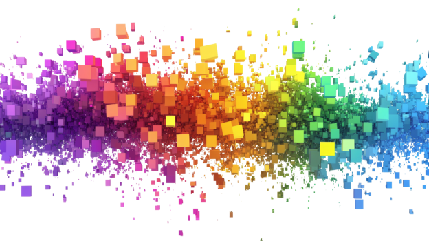 Abstract Rainbow Cube Dispersion Pattern Design png